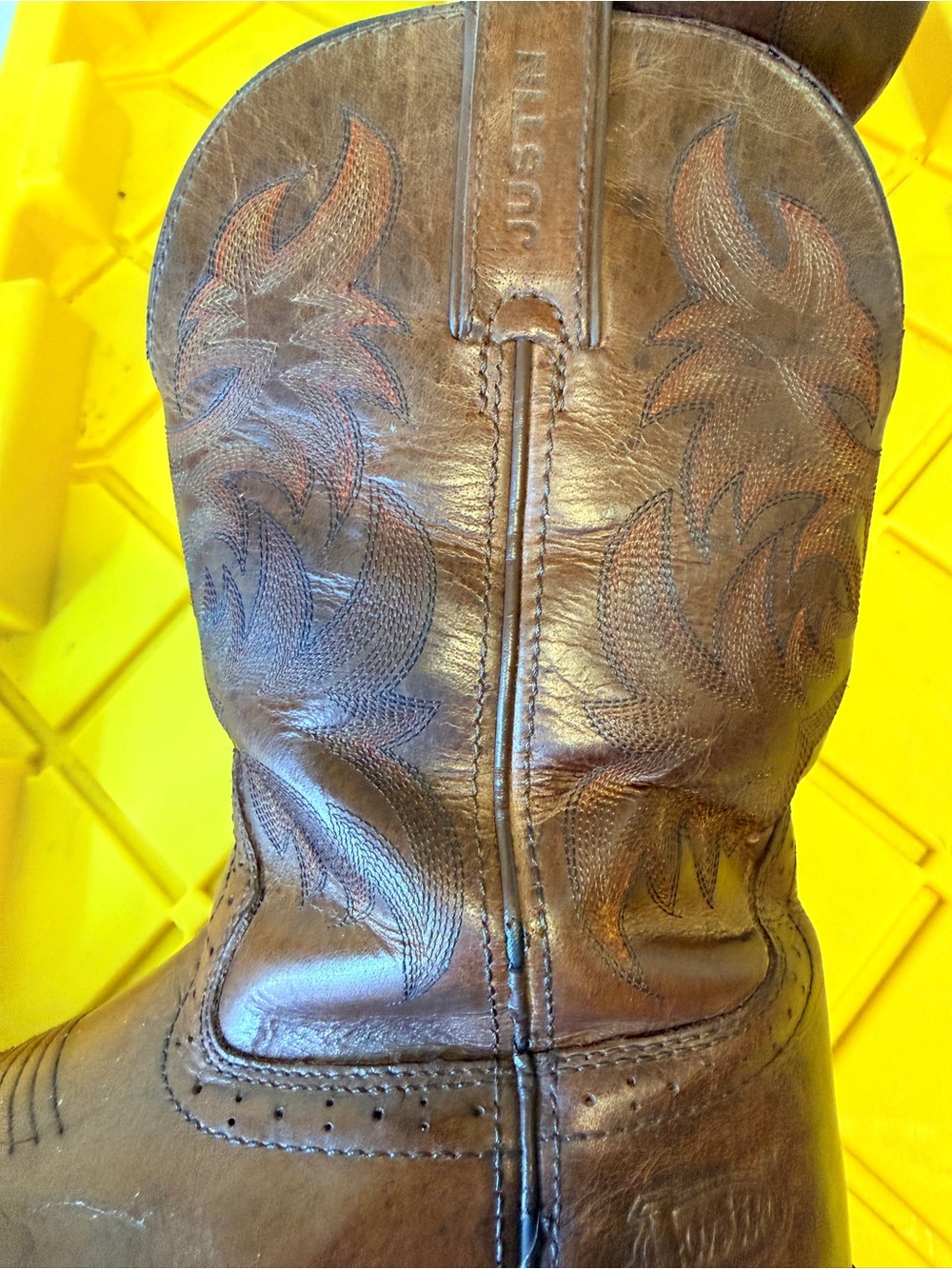 Justin Boots Driller Tan Waterproof Leather Work Boots Square Toe Mens size 12 - Picture 4 of 9